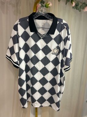 Original Use Soccer Jersey XL Black White Checkered Polo Shirt NWT